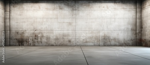 Industrial Minimalism: Serene Empty Concrete Room Illuminated by Soft Light