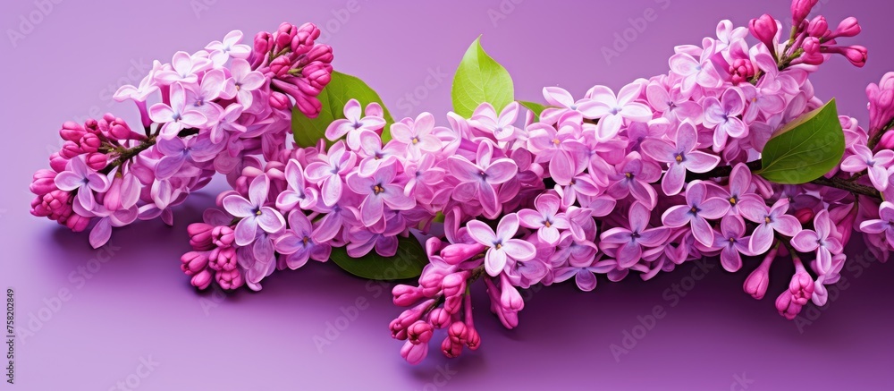 Elegant Lilac Blossoms Adorning a Lavender Background with Floral Beauty and Fragrant Aroma
