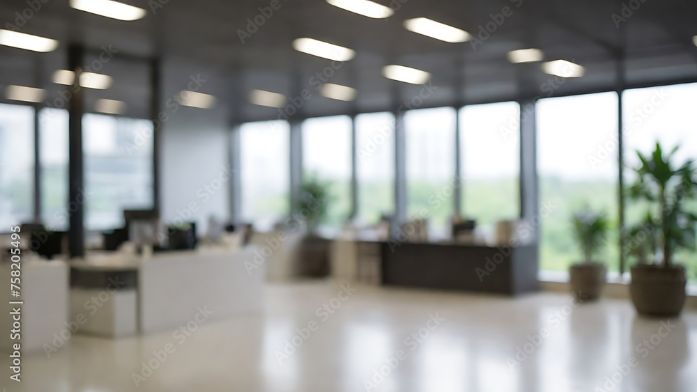blurred office background with windows, office background for use any design, design background, blurred office thumbnail background Generative AI