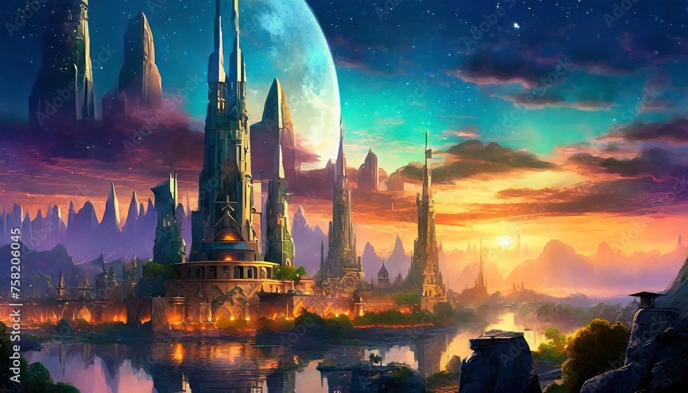 Naklejka premium fantasy city