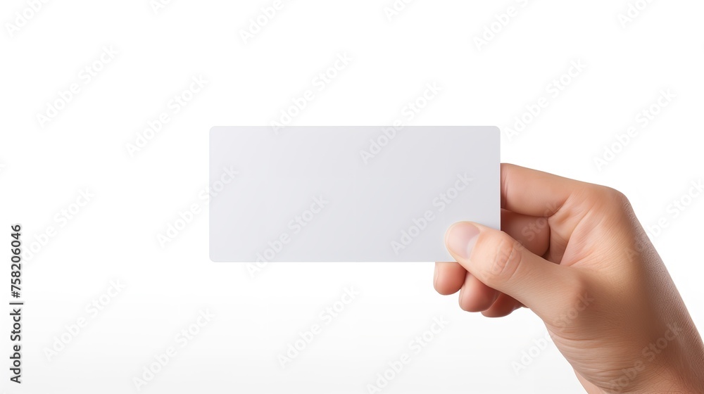 Obraz premium Male Hand Holding Blank Card or Ticket/Flyer