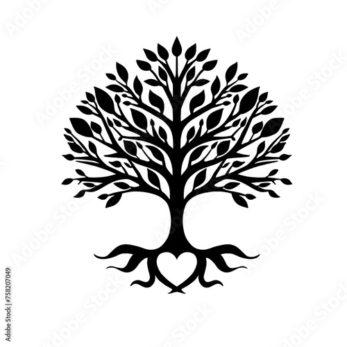Photography Tree of Life with Heart Vector Illustration