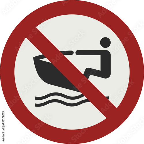 PROHIBITION SIGN PICTOGRAM, NO PERSONAL WATER CRAFT ISO 7010 – P057, SVG