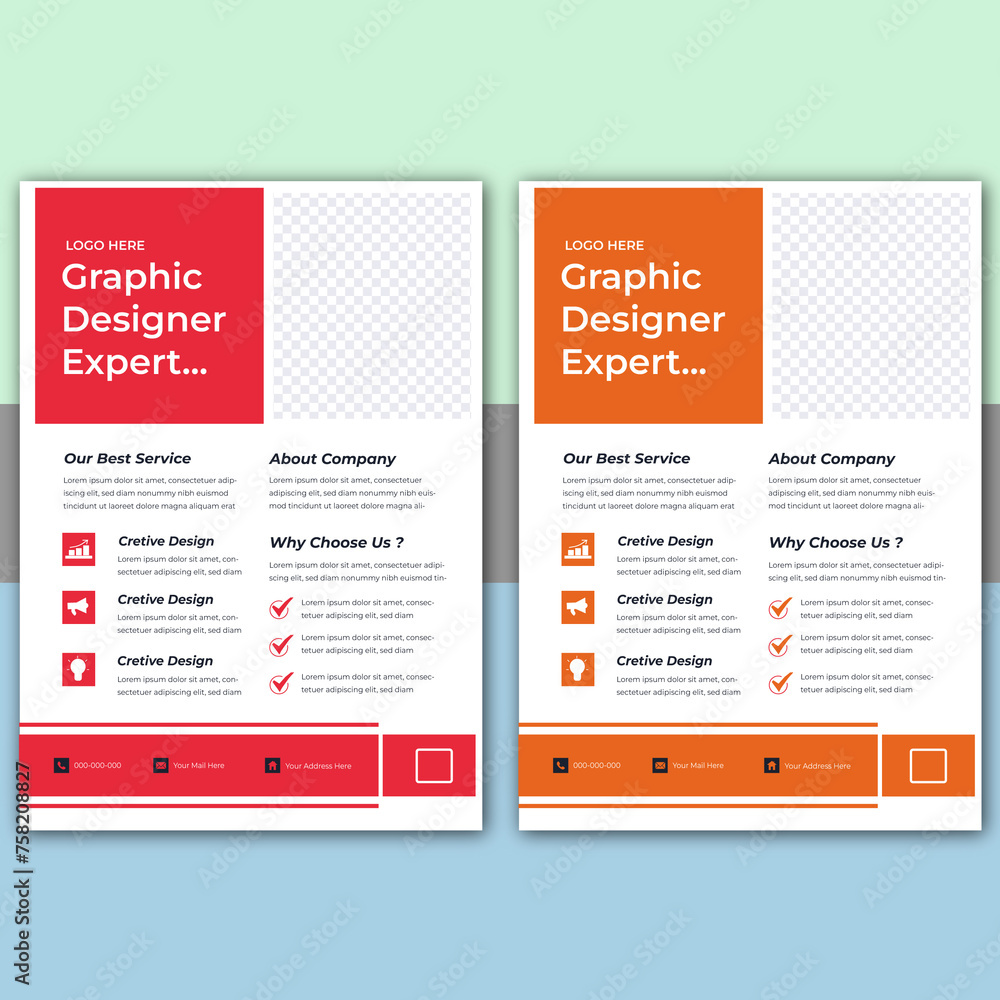 a bundle of 2 templates of a4 flyer template, modern template, in different color, and modern design, perfect for creative professional business, business flyer a bundle of 2 templates of a4 flyer template, modern template, in different color, and modern design, perfect for creative professional business, business flyer
