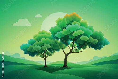 Green nature background vector illustration   