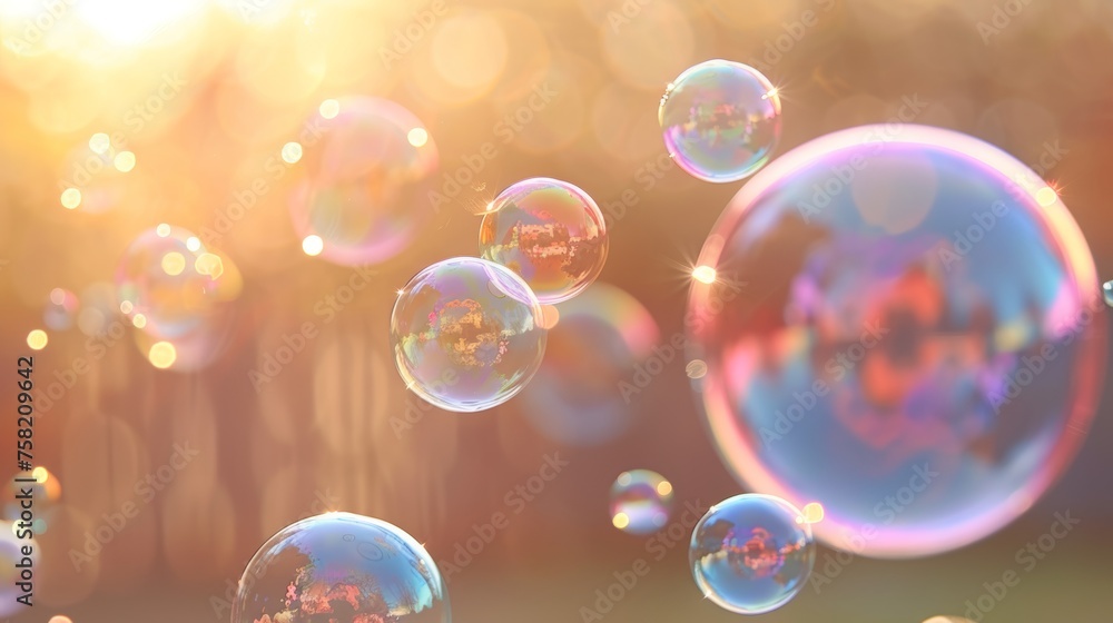 Vivid rainbow reflections in soap bubble creating a stunning and colorful background
