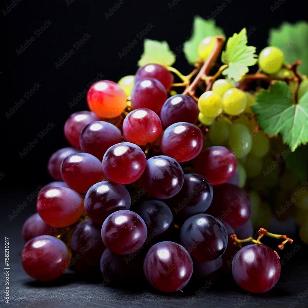 A beautiful bunch of dark grapes, against a dark background. A valuable medicinal delicacy, rich in vitamins.
A beautiful bunch of dark grapes, against a dark background. A valuable medicinal delicacy, rich in vitamins.