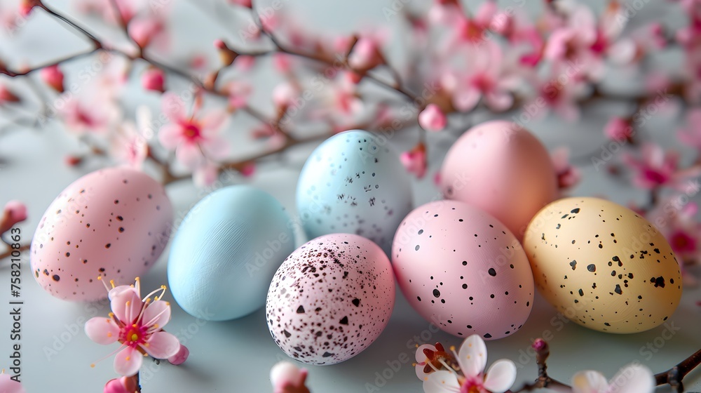 Easter colored eggs on wooden background with spring flowers. easter background. Easter colored eggs on wooden background with spring flowers. easter background.