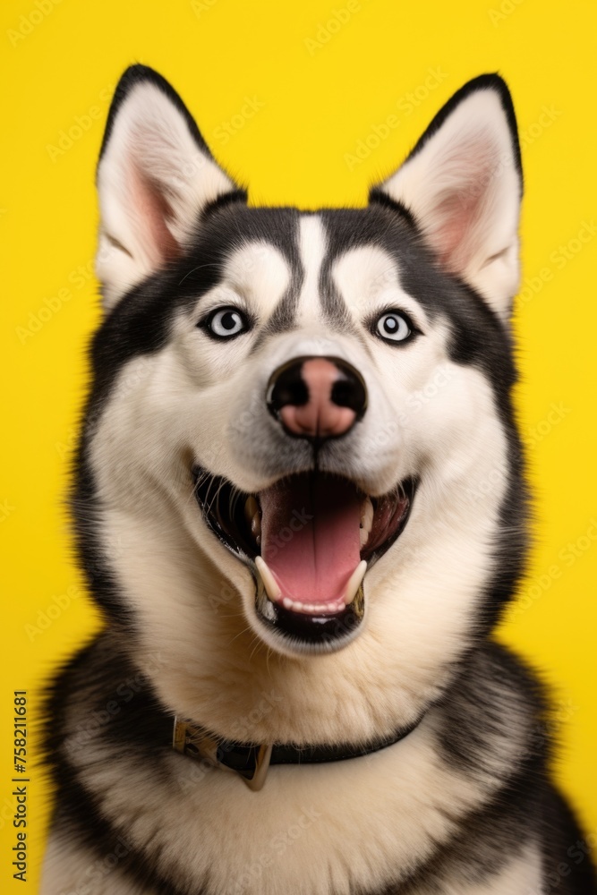 A husky dog with its mouth open, perfect for pet-related designs