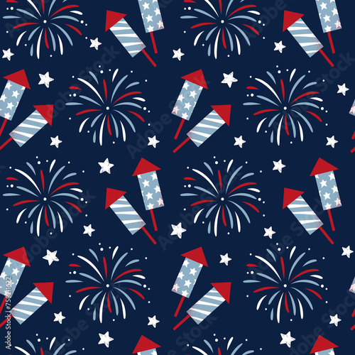 seamless pattern with fireworks