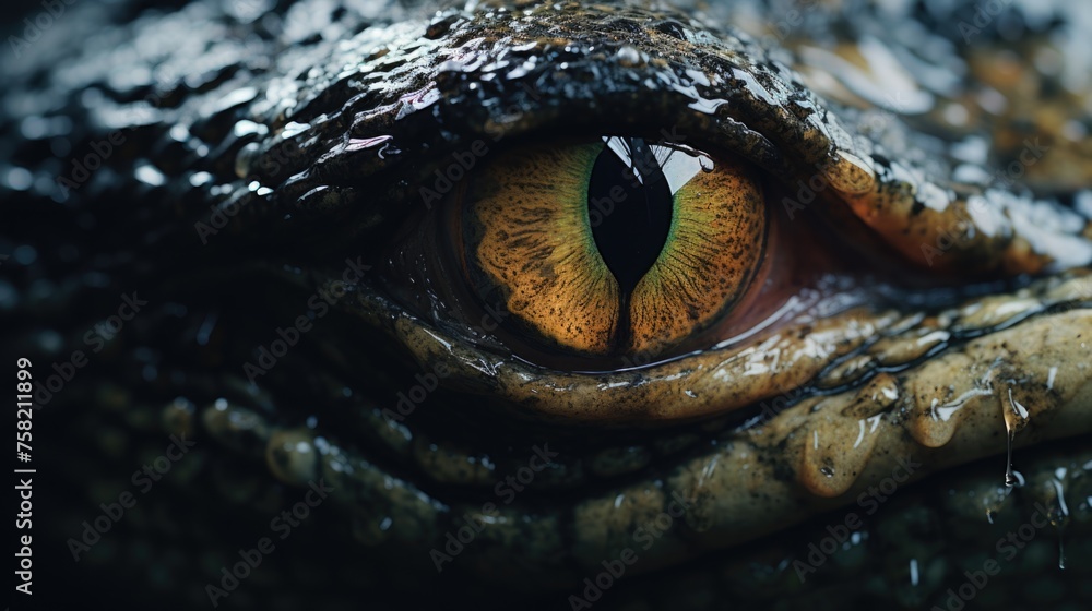 Detailed shot of a crocodile's eye, perfect for educational materials Detailed shot of a crocodile's eye, perfect for educational materials