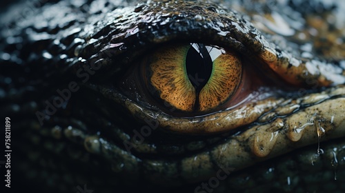 Detailed shot of a crocodile's eye, perfect for educational materials © Fotograf