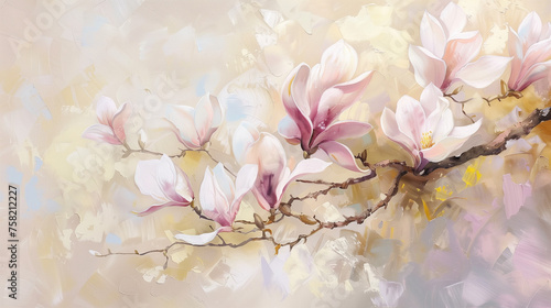Magnolia flowers painting © amavi.her1717