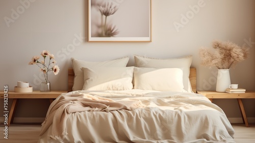 Modern house interior details. Simple cozy beige.

