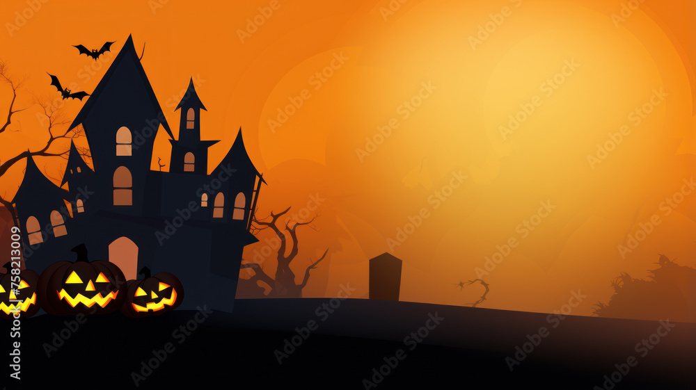 Spooky Halloween House in Orange and Bronze