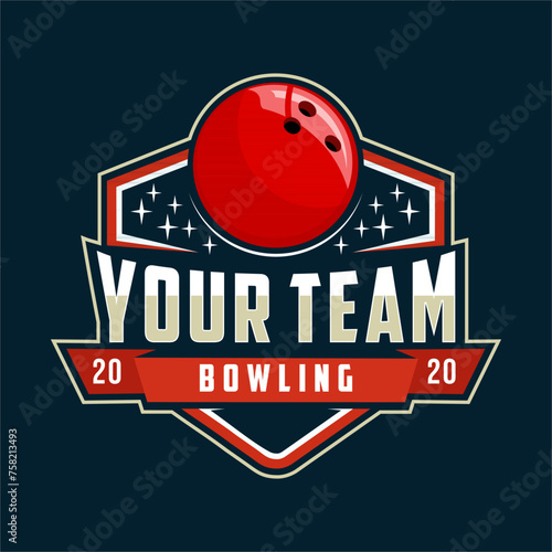 professional bowling club badge logo design