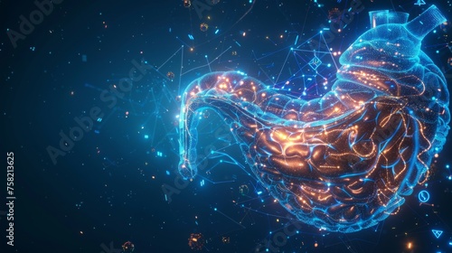 An innovative infographic showcasing the latest breakthroughs in human stomach healthcare. Doctor online concept