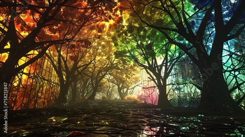 colorful trees forest background