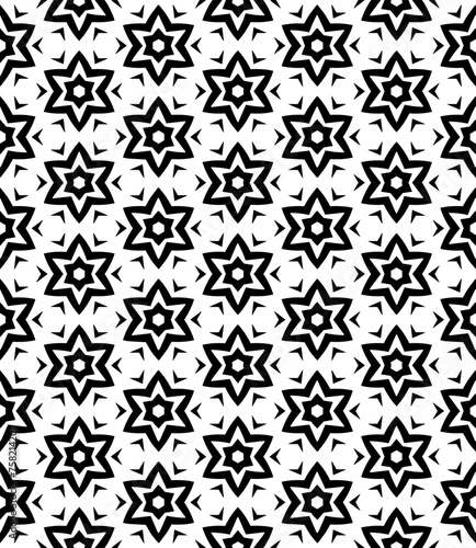 Black and white seamless abstract pattern. Background and backdrop. Grayscale ornamental design.