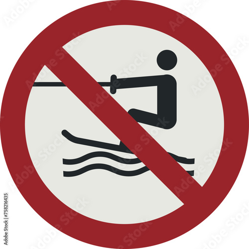 PROHIBITION SIGN PICTOGRAM, NO TOWED WATER ACTIVITY ISO 7010 ? P058.eps