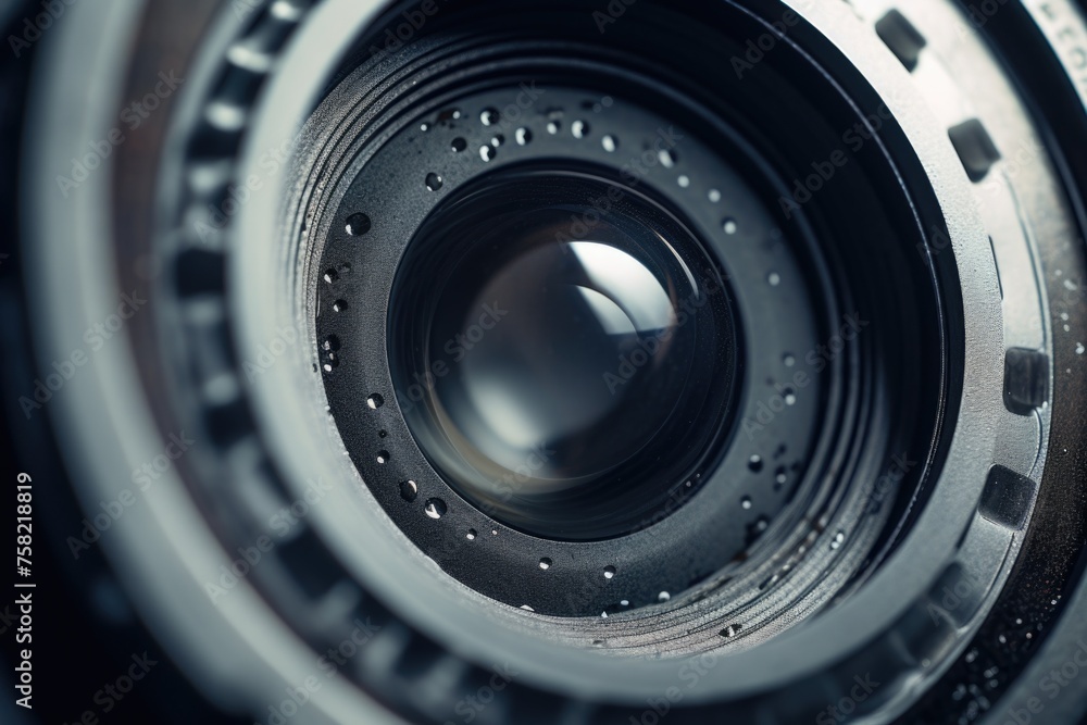Detailed close up view of a camera lens, ideal for technology concepts Detailed close up view of a camera lens, ideal for technology concepts