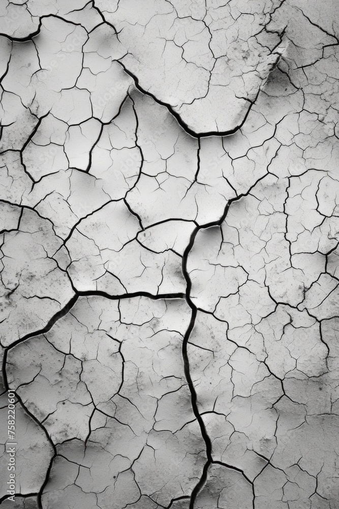 Fototapeta premium Detailed black and white photo of a cracked wall, perfect for architectural and construction projects