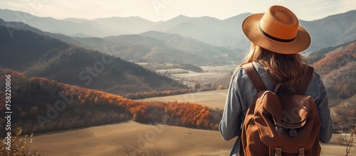 Adventurous Woman's Gaze Di...