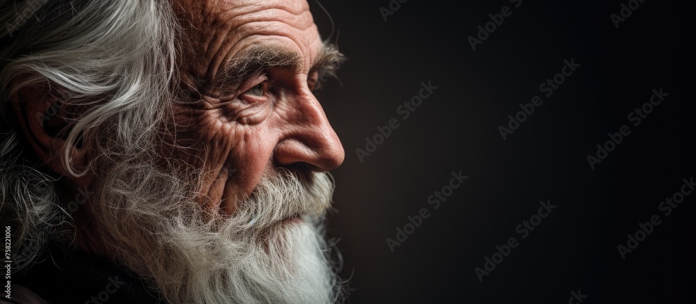 A Wise Elderly Man with a Majestic Long White Beard, Symbol of Wisdom and Experience