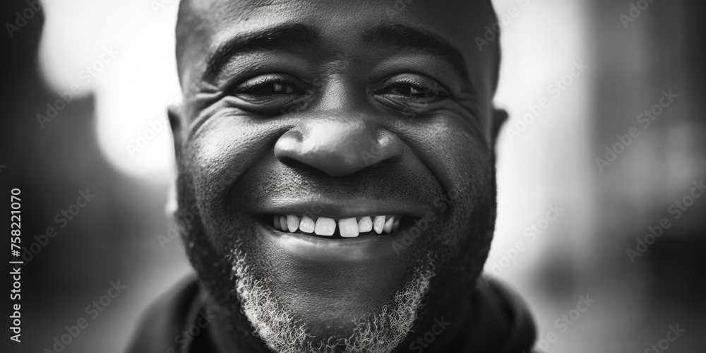 A black and white photo of a man with a smile. Suitable for various projects A black and white photo of a man with a smile. Suitable for various projects