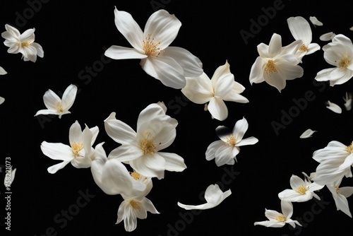 White flowers floating in the air, perfect for spring-themed designs