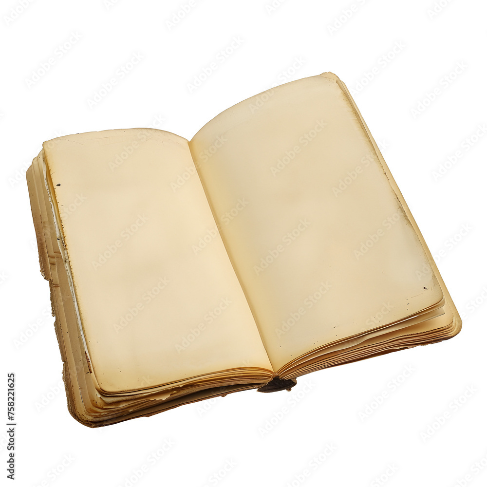 an old, battered notebook with yellowed pages bound in leather. isolated on a white background ai generated an old, battered notebook with yellowed pages bound in leather. isolated on a white background ai generated