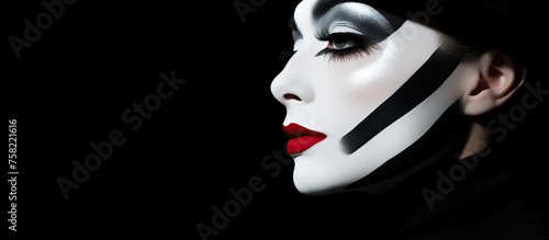 Enigmatic Beauty: Woman Embracing the Unexpected with Black and White Face Paint