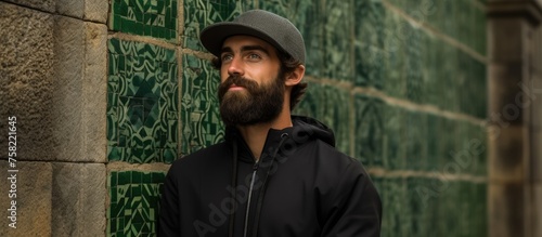 Bearded Man in Hat Posing A...