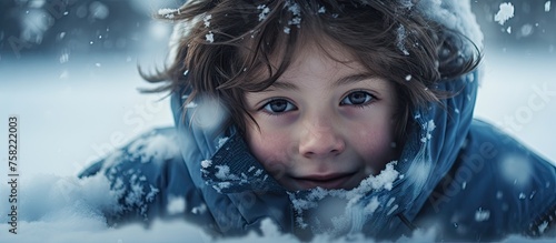 Adventurous Young Child Enjoying a Winter Wonderland Day in the Snowy Forest