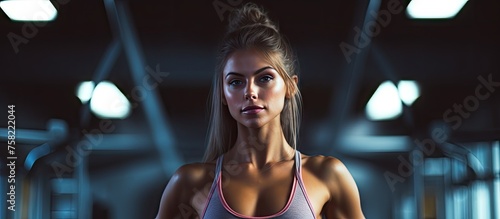 Determined Woman Exercising...