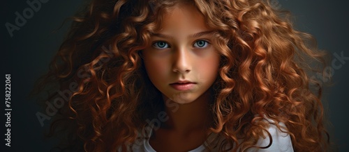 Vibrant Portrait of a Young Woman Revealing Her Long Curly Hair in Natural Light