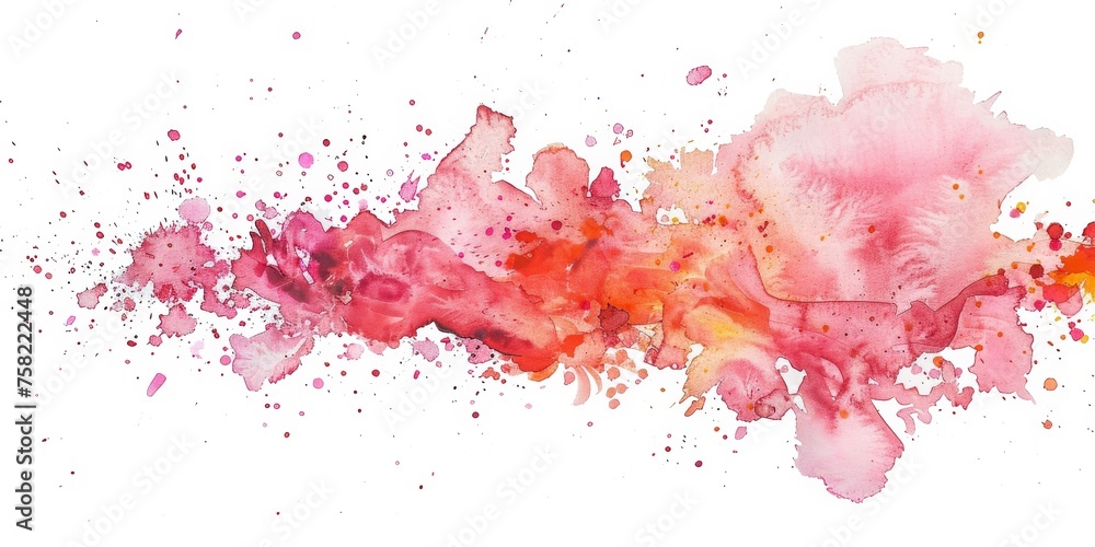 Elegant red and pink watercolor splash on a pristine white canvas, embodying passion and softness.