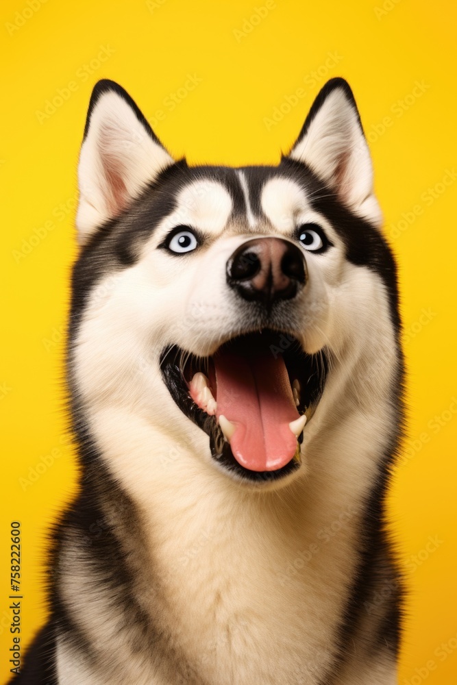 A close-up image of a dog with its mouth open. Ideal for pet-related designs