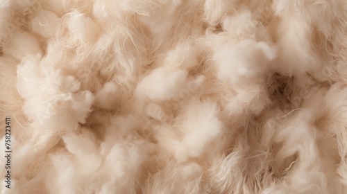 Close up of a pile of white wool. Suitable for textile industry