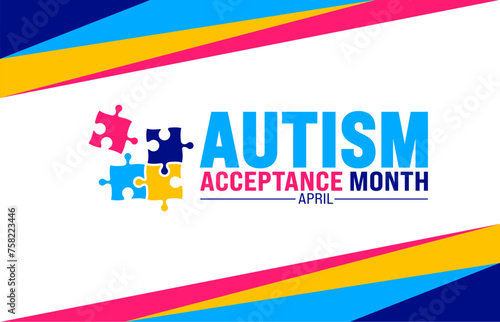 April is Autism Acceptance Month background template. Holiday concept. use to background, banner, placard, card, and poster design template with text inscription and standard color. vector