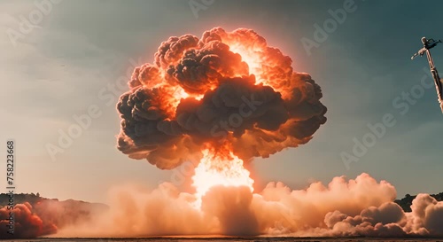 Nuclear bomb explosion. photo