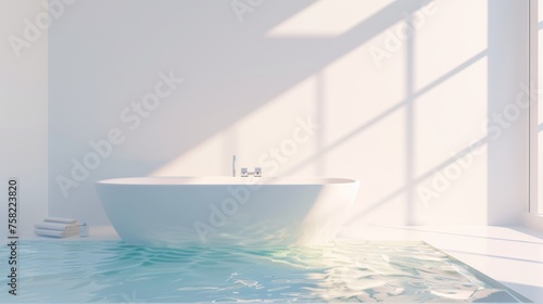 Clean Minimalist Bathroom with Clearwater Bathtub