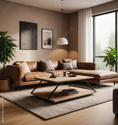 wall / modern living room with mockup frame   © Elshen Mamedov