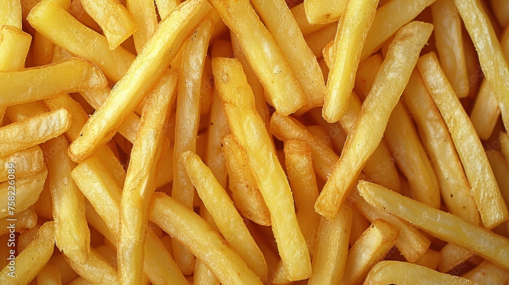 a pile of yellow french fries sitting on top of a wooden cutting board next to a pile of other food. a pile of yellow french fries sitting on top of a wooden cutting board next to a pile of other food.