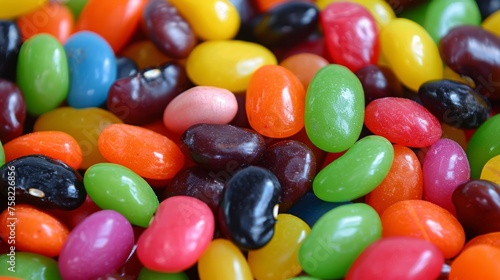  a pile of jelly beans sitting next to each other on top of a pile of other candies on top of a table.