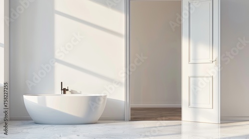 Contemporary Bathroom Design Teaser Behind Slightly Ajar Door.