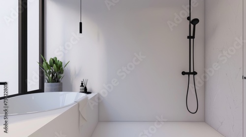 Contemporary Matte Black Bathroom Accessories in Monochrome Setting AI Generated.