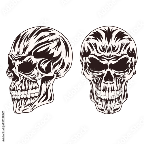 Skull head vector art, illustration © Mohammad