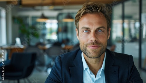 Confident businessman in modern office space