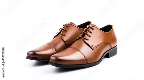 Brown classic formal occasion shoes for men's fashion style isolated on a white background.